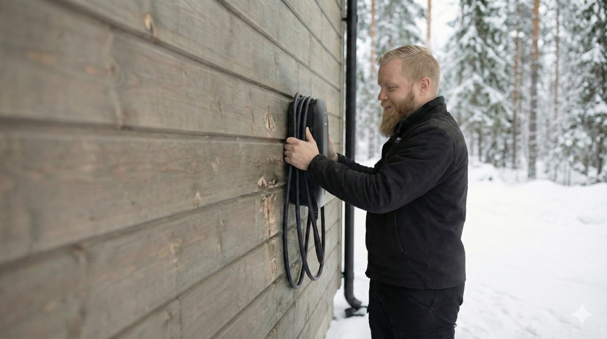 Sähköasentaja asentaa latausasemaa