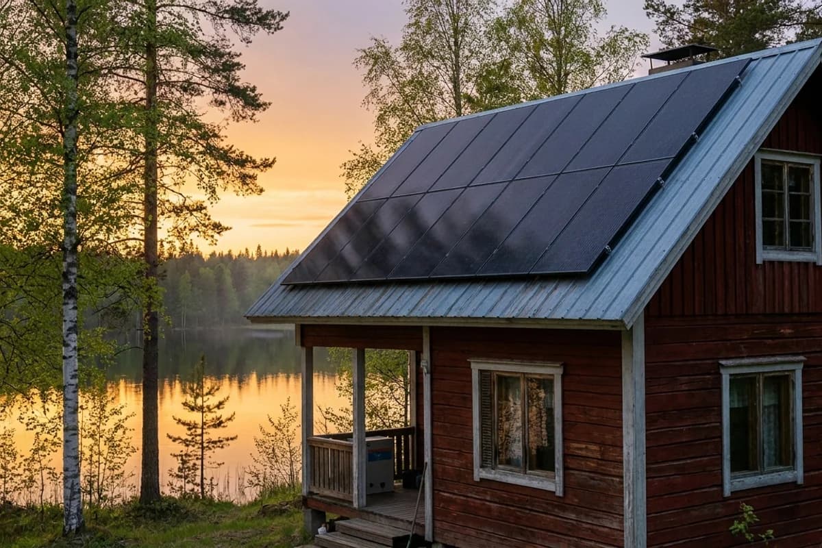 Off-grid aurinkopaneelit mökille 2026 – paneelit, LFP-akku ja invertteri 7 000–14 000 €