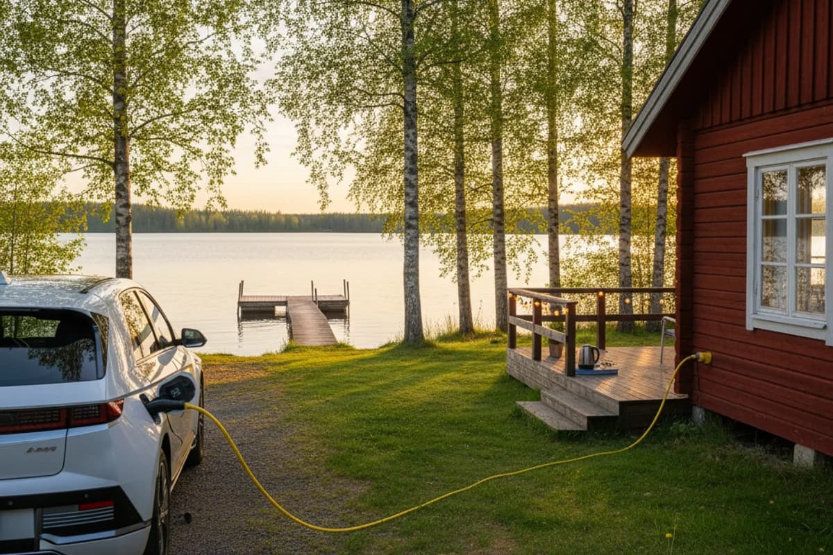 V2L-sähköauto mökille 2026 – mitkä mallit tukevat ja paljonko adapteri maksaa