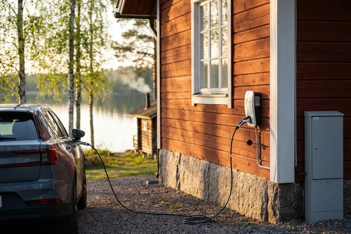 Sähköauton lataus mökillä 2026 – 3×16 A pääsulakkeen rajat ja 5 ratkaisua
