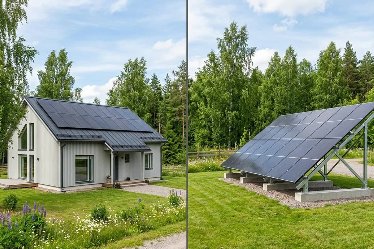 Aurinkopaneelit maahan vai katolle 2026 – telineasennuksen hinta