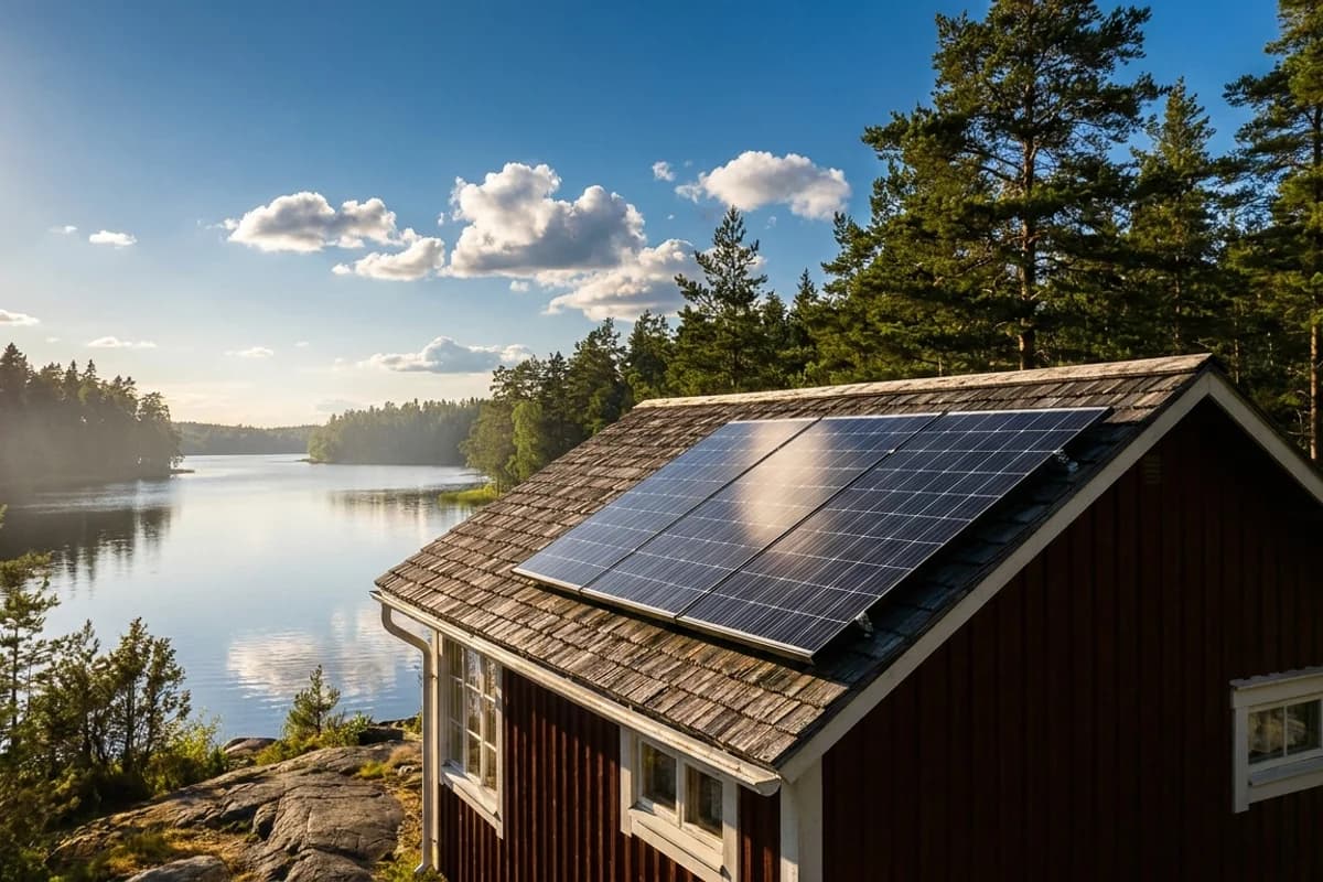 Mökin off-grid -aurinkopaneeli 2026 – 3 paneelia + LFP-akku 2 800 € avaimet käteen